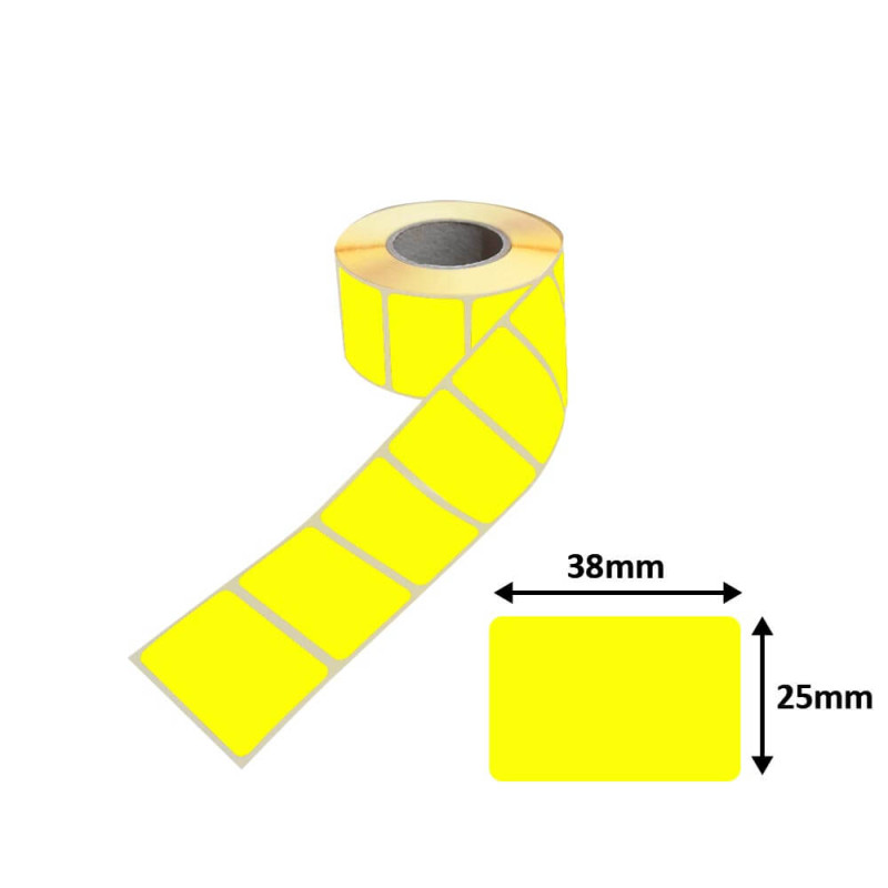 Adhesive labels 38x25mm - Yellow 1000pcs/roll.