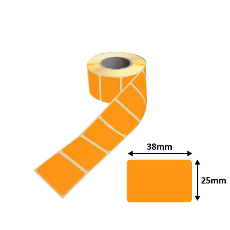 Adhesive labels 38x25mm - Orange 1000pcs/roll.