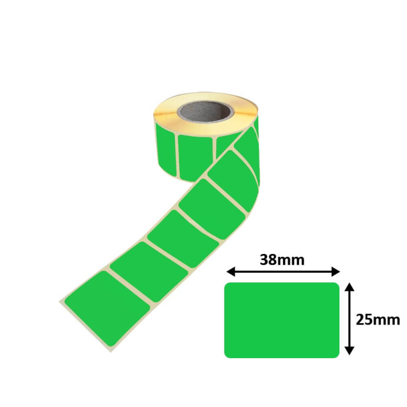 Adhesive labels 38x25mm - Green 1000pcs/roll.
