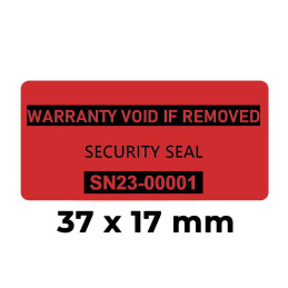 Lipnios apsauginės plombavimo etiketės - Raudonos 37x17mm