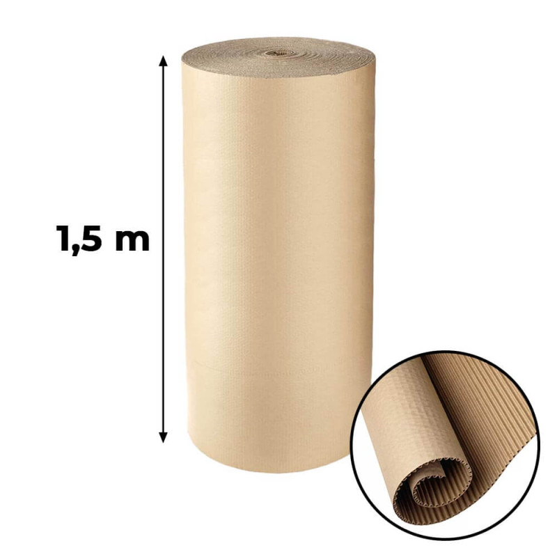 Corrugated cardboard in a roll (double layer) 1.5m x 100m