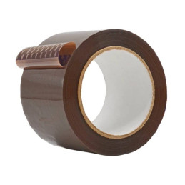 Adhesive packing tape 75mm x 60m (Solvent, Brown)
