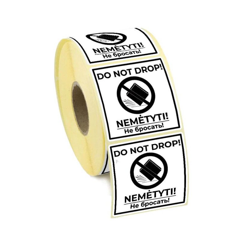 Adhesive label 58x59mm - DO NOT DROP! 100pc.