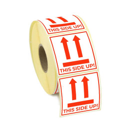 Adhesive label 58x59mm (Red) - THIS SIDE UP! 100pc.