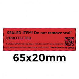 Adhesive protective sealing labels - Red 65x20mm