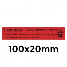 Adhesive protective sealing labels - Red 100x20mm