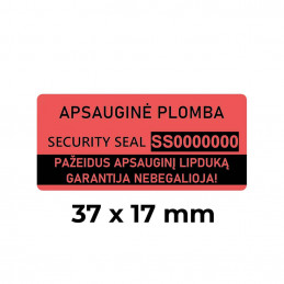 Lipnios apsauginės plombavimo etiketės - Raudonos (A) 37x17mm