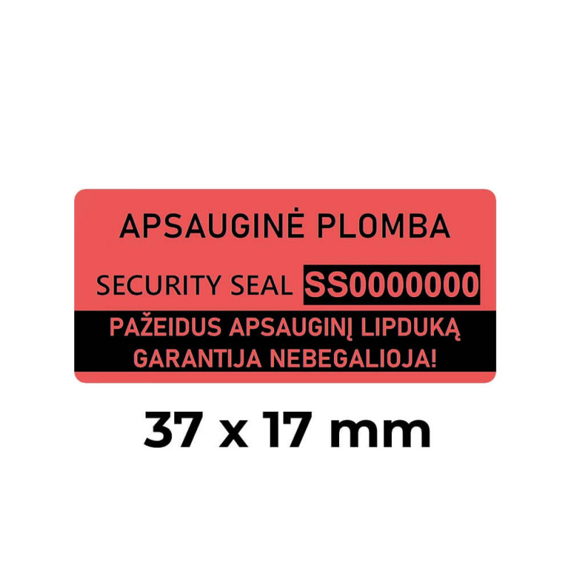 Наклейки защитные пломбировочные - Красные (A) 37х17мм