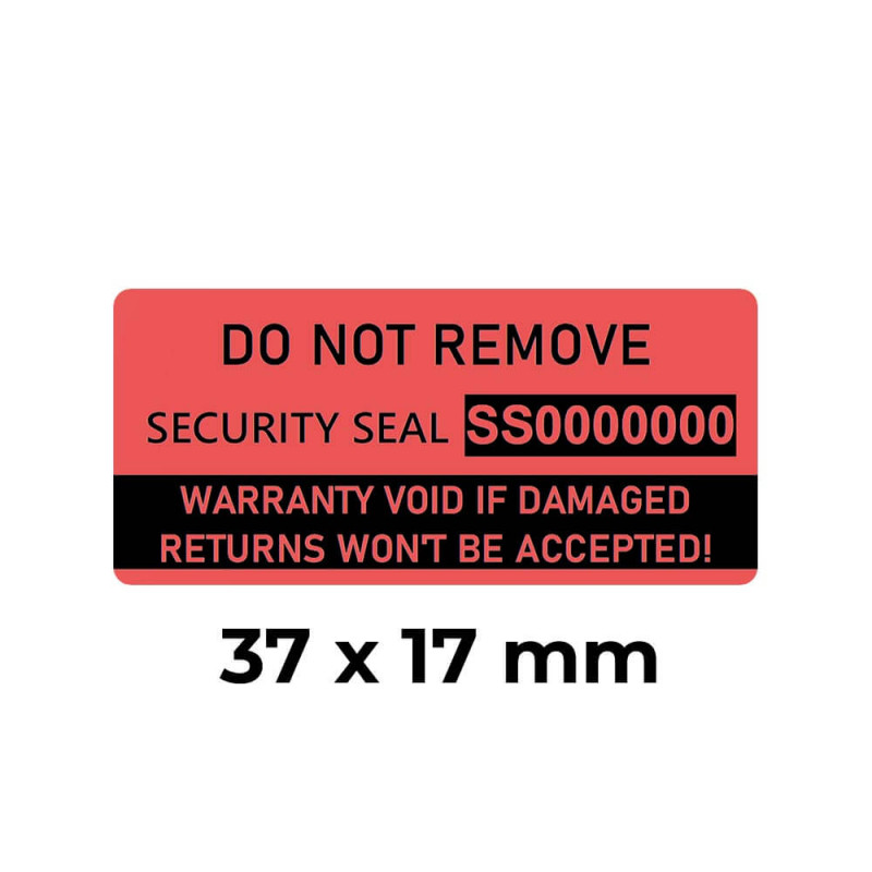 Lipnios apsauginės plombavimo etiketės - Raudonos (B) 37x17mm