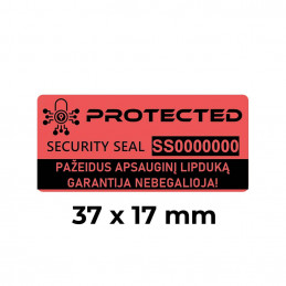 Lipnios apsauginės plombavimo etiketės - Raudonos (C) 37x17mm