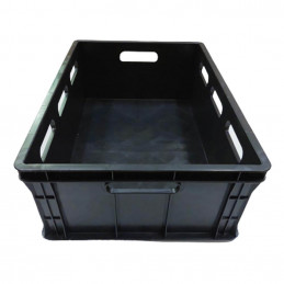 Plastic crate 600x400x200mm BLACK (Closed sides and bottom)