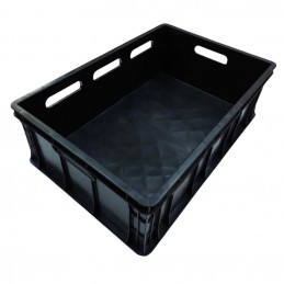 Plastic crate 600x400x200mm BLACK (Closed sides and bottom)