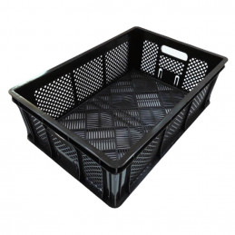 Plastic crate 600x400x200mm BLACK (With perforation)