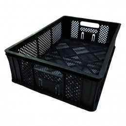 Plastic crate 600x400x171mm BLACK (With perforation)