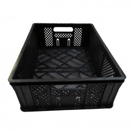 Plastic crate 600x400x171mm BLACK (With perforation)
