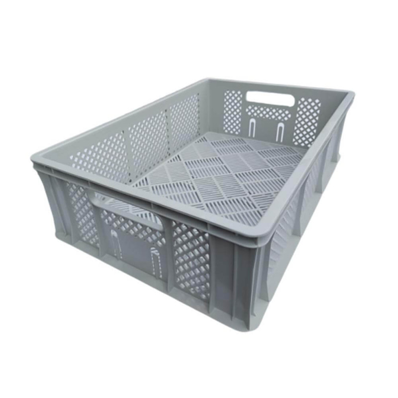 Plastic crate 600x400x171mm GREY (With perforation)