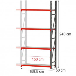 Modular shelf rack FORTIS (Add-on module) 240x158,5x50cm