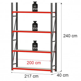 Modular shelf rack FORTIS (Base module) 240x217x40cm
