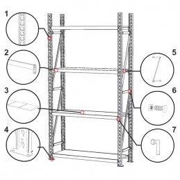 Modular shelf rack FORTIS (Add-on module) 240x208,5x40cm