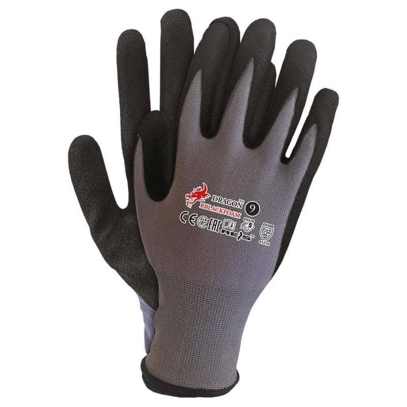 Coated gloves DRAGON - RBBLACKFOAM