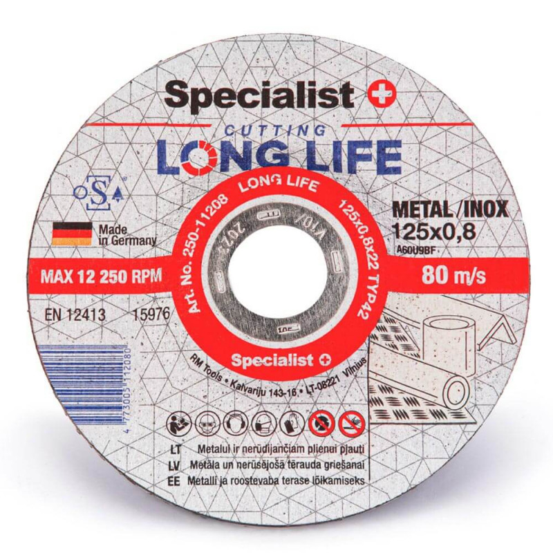 Metalo pjovimo diskas 125x0.8x22mm SPECIALIST+ Long-Life