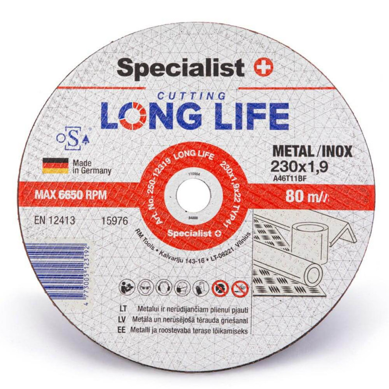 Metalo pjovimo diskas 230x1.9x22mm SPECIALIST+ Long-Life