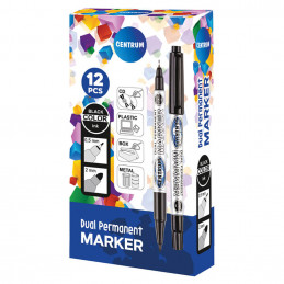 Double-sided permanent marker CENTRUM 80882 - Black, 2mm & 0.5mm